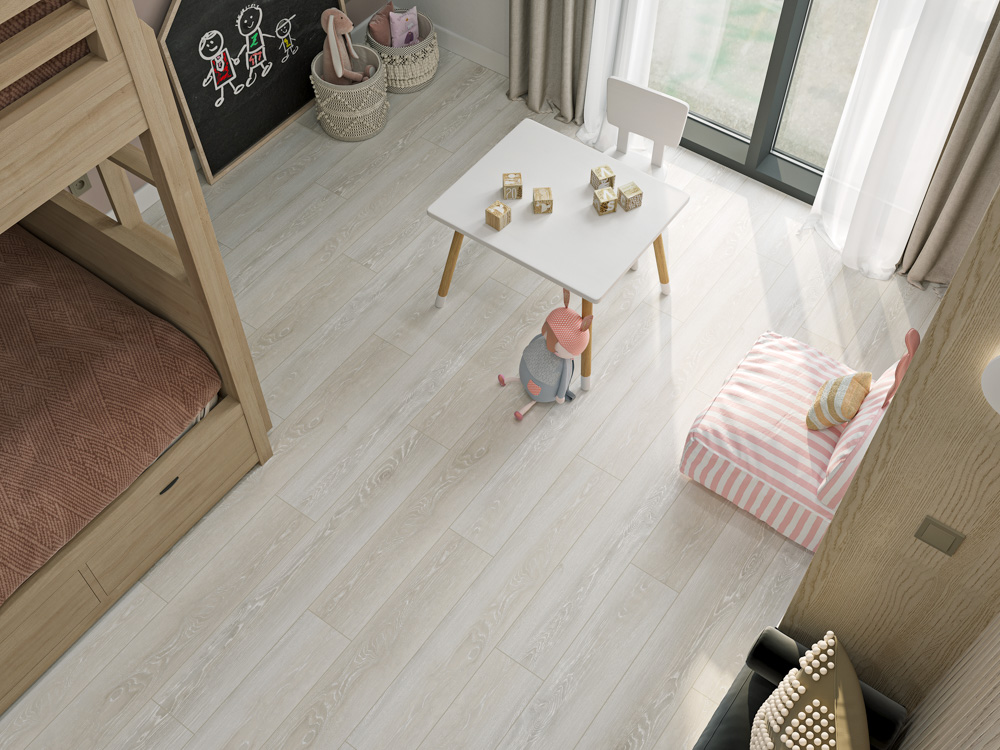 Кварцвиниловый SPC ламинат Cronafloor Wood Дуб Мане ZH-82018-5 1200×180×4 фото в интерьере